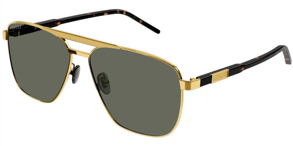 NEW GUCCI men's gg1164s aviator sunglasses in gold - green